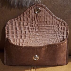 Brown Crocodile Pattern Women's Clutch